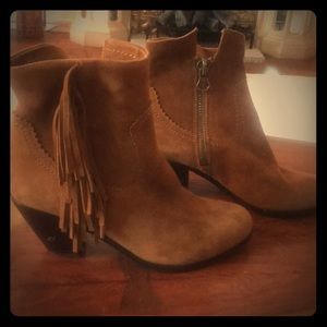 Sam Edelman suede fringe booties brown 6.5